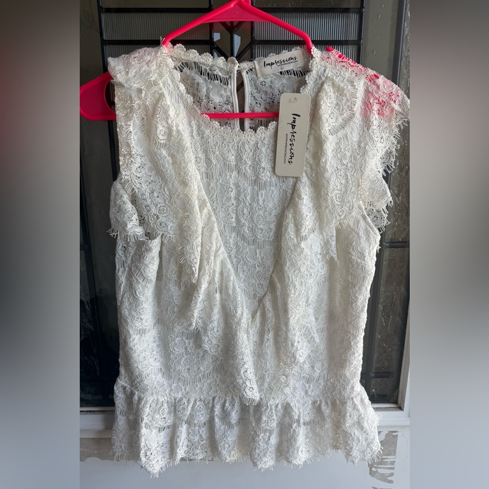 Impressions White Lace Blouse